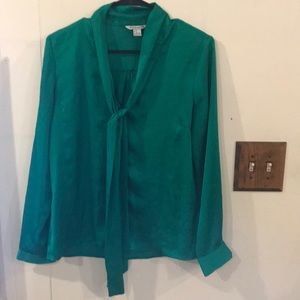 Satin green top with tie